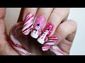 ❄️Winter Nailart Week #7 - Pink Candy Cane & Snowmen (Regular Nailpolish) ❄️- femketjeNL