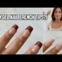 trying polygel nail French tips | doing my own polygel nails at home