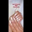 Gel X French tips with cherry rhinestones/Gel X System easy to use at home/French manicure with GelX